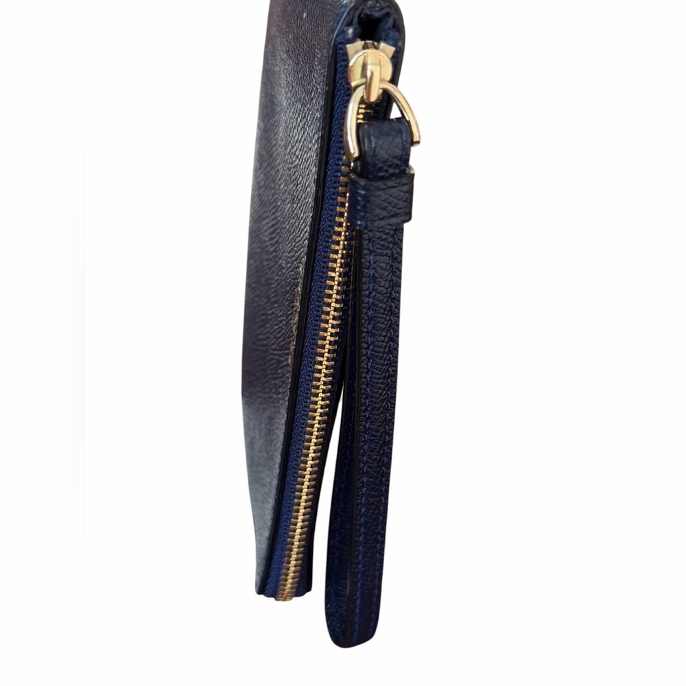 Coach Midnight Blue Corner Zip Crossgrain Leather Wristlet NWOT - Picture 5 of 12
